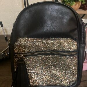 Black and Gold Glitter Women's Backpack